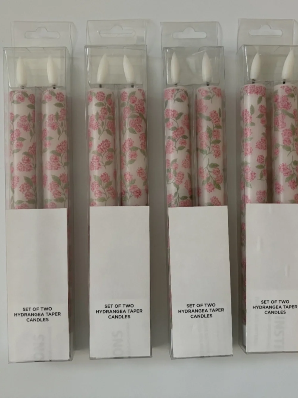 New Kirkland's Pink Hydrangea Taper Candles Timer Flameless 9 Inch (8 total)